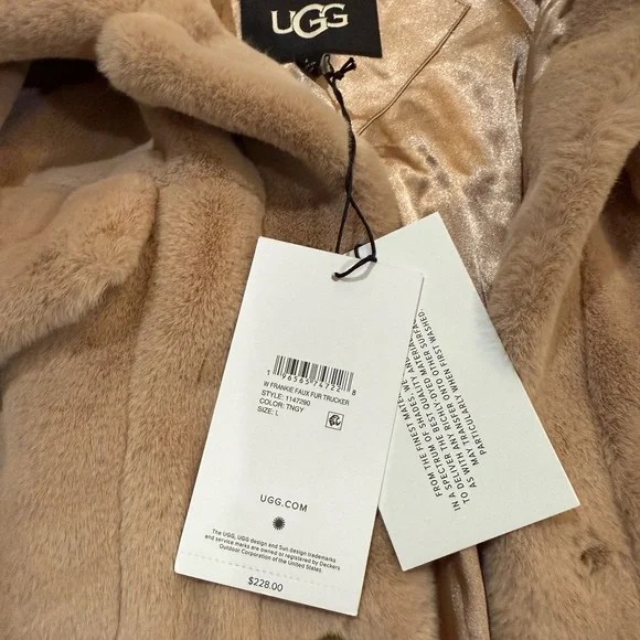 UGG Women's Frankie Faux Fur Trucker Tan Jacket - Picture 4 of 4